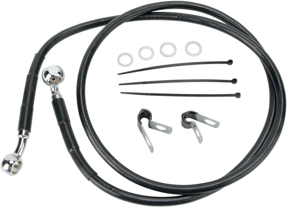 Drag Specialties Front Brake Line Black Vinyl Coated Stainless Steel - Part #17412544 - Hogparts UK