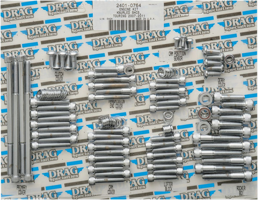 Drag Specialties Chrome Socket-Head Motor Bolt Kit Knurled - Part #24010764 - Hogparts UK
