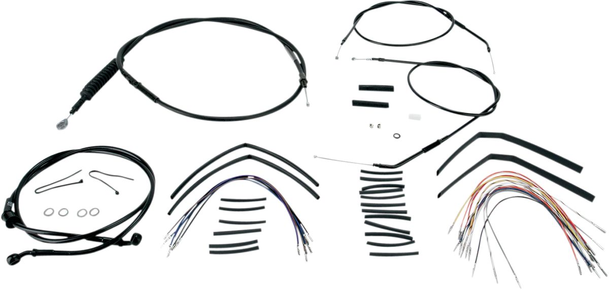 BURLY BRAND CABLE KIT 14" BLACK VINYL STAINLESS STEEL HANDLEBAR W/O ABS - 06100268 - Hogparts UK