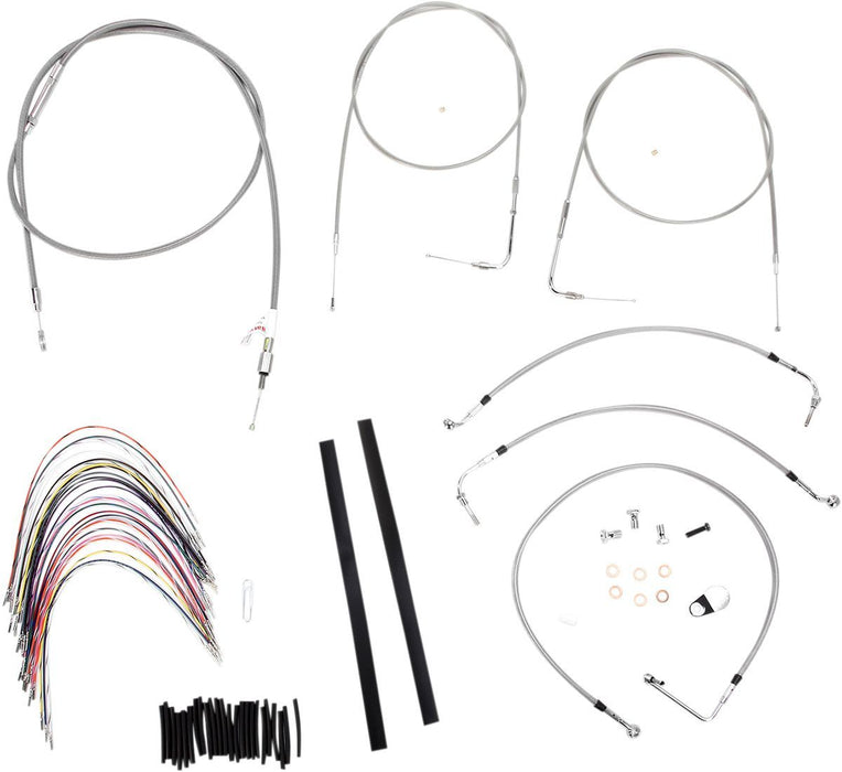BURLY BRAND CABLE KIT 14" BRAIDED STAINLESS STEEL HANDLEBAR W/O ABS - 06100731 - Hogparts UK