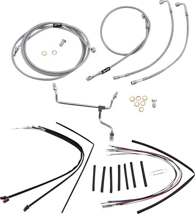 Burly Brand Complete Stainless Braided Handlebar Cable/Brake Line Kit #B30-1156
