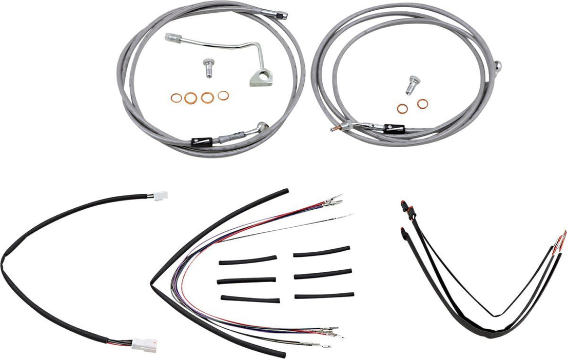 Burly Brand Complete Stainless Braided Handlebar Cable/Brake Line Kit #B30-1163