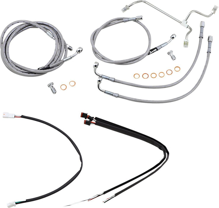 Burly Brand Complete Stainless Braided Handlebar Cable/Brake Line Kit #B30-1165