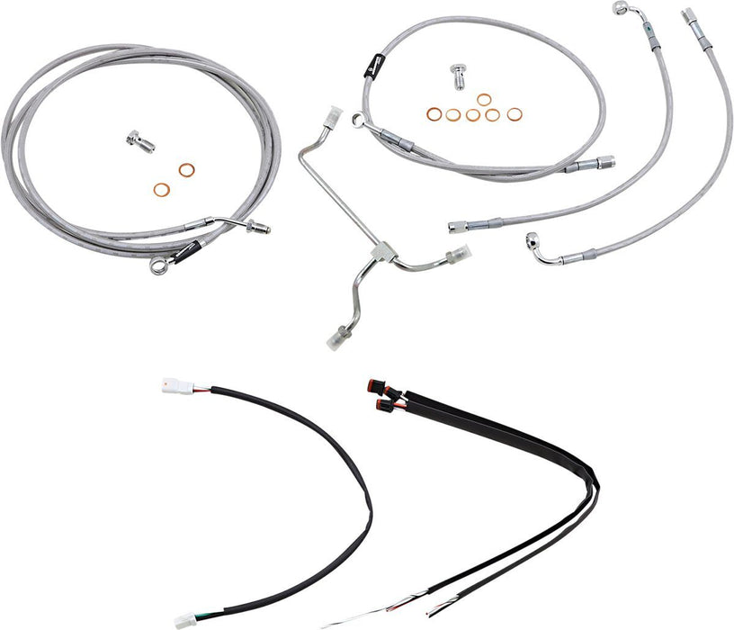 Burly Brand Complete Stainless Braided Handlebar Cable/Brake Line Kit #B30-1166
