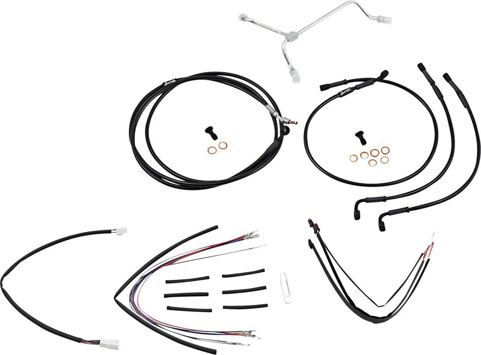 Burly Brand Complete Black Vinyl Handlebar Cable/Brake Line Kit for Ape Hanger Handlebars #B30-1173
