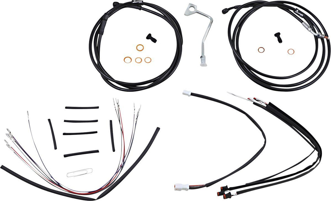 Burly Brand Complete Black Vinyl Handlebar Cable/Brake Line Kit for Ape Hanger Handlebars #B30-1179