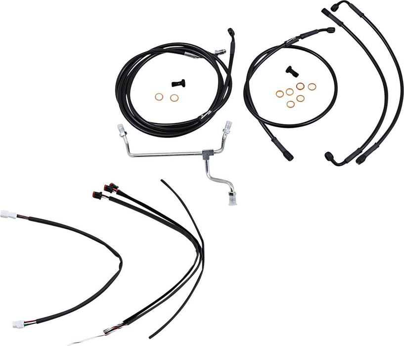 Burly Brand Complete Black Vinyl Handlebar Cable/Brake Line Kit for Ape Hanger Handlebars #B30-1184