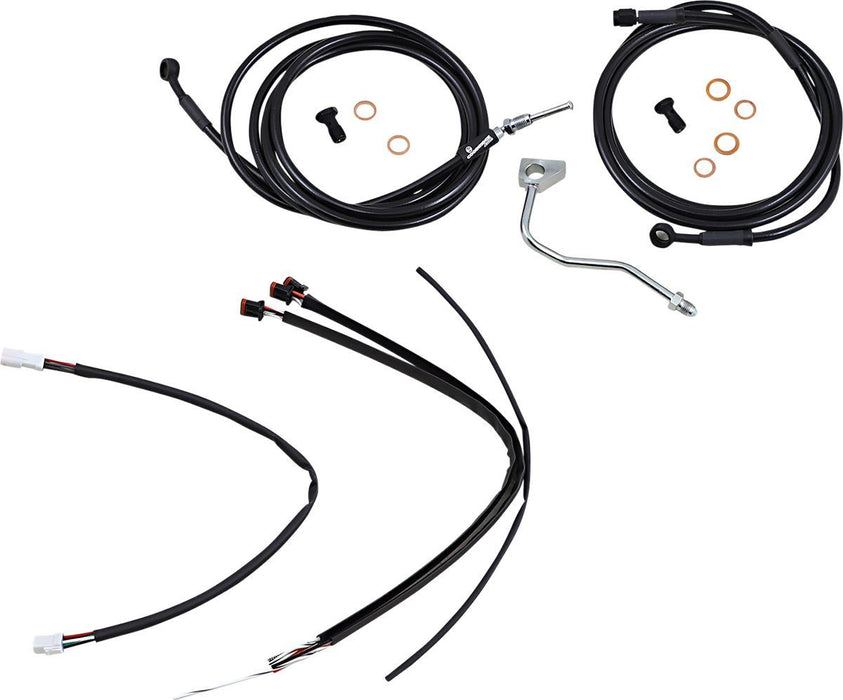 Burly Brand Complete Black Vinyl Handlebar Cable/Brake Line Kit for Ape Hanger Handlebars #B30-1185