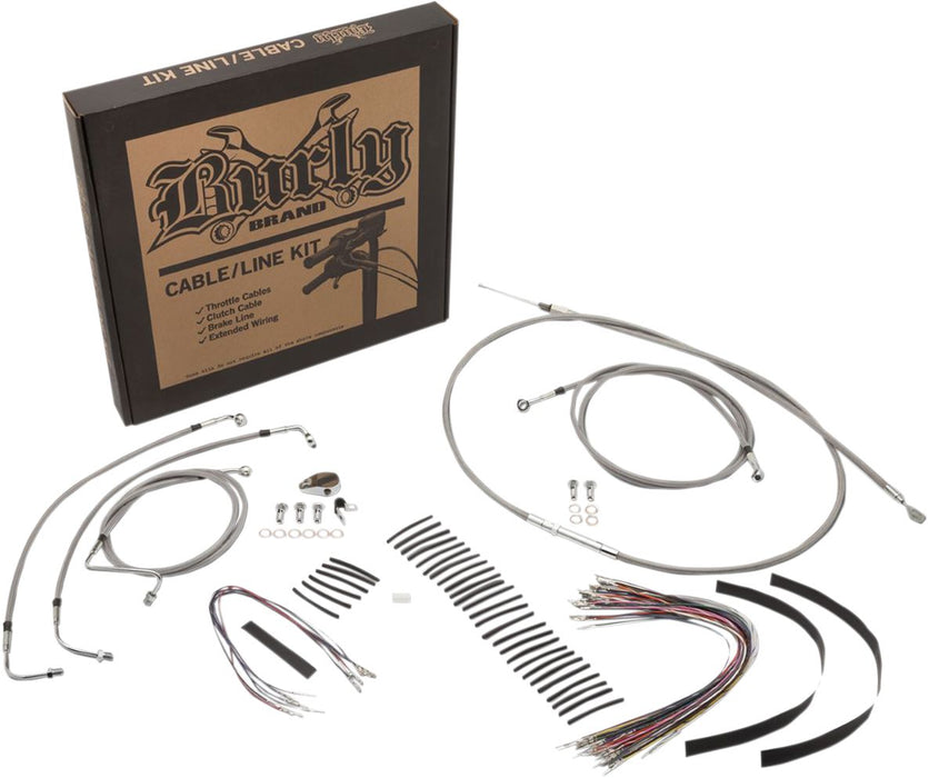 Burly Brand Complete Stainless Braided Handlebar Cable/Brake Line Kit #B30-1232