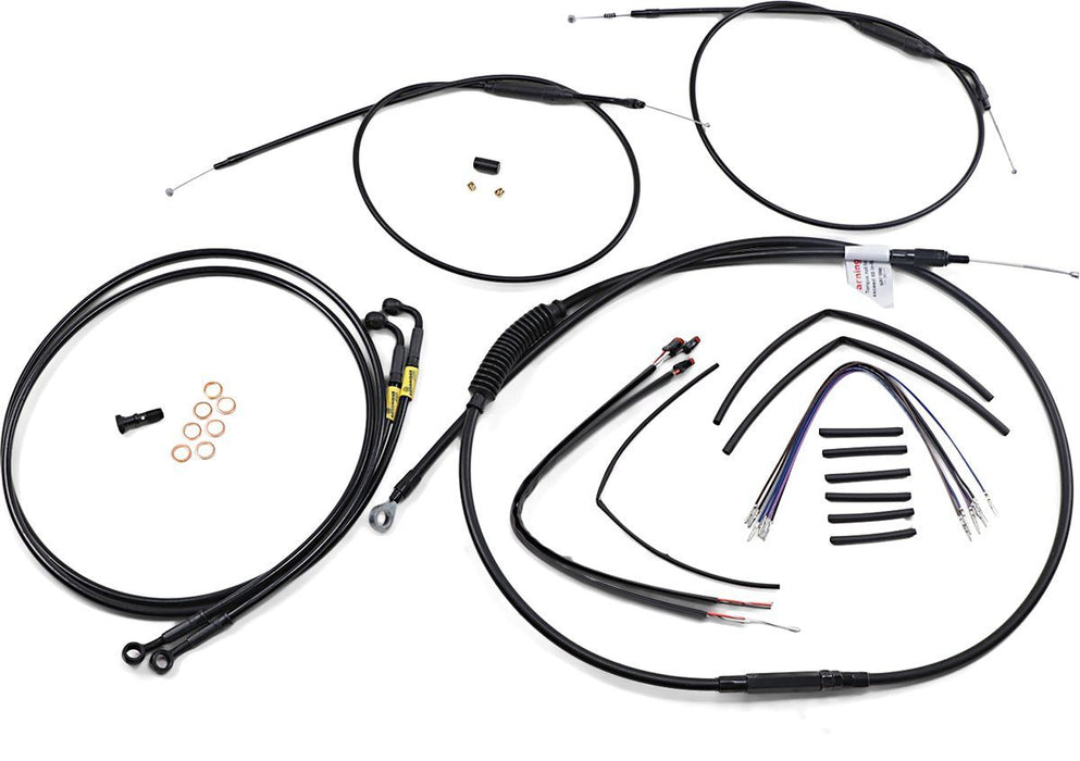 Burly Brand Complete Black Vinyl Handlebar Cable/Brake Line Kit for Ape Hanger Handlebars #B30-1202