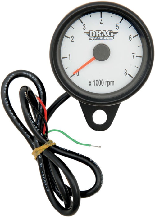 Drag Specialties 2.4" Tachometer 8000Rpm Led Black Housing White Face - Part #22110126 - Hogparts UK