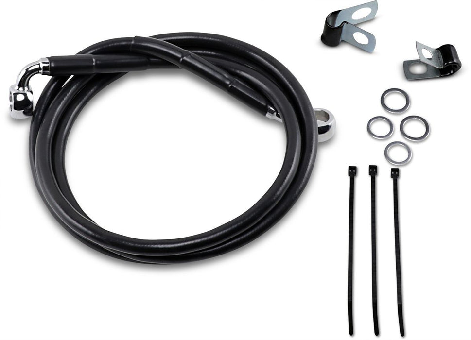 Drag Specialties Front Brake Line Black Vinyl Coated Stainless Steel Extended 6" - Part #17412547 - Hogparts UK