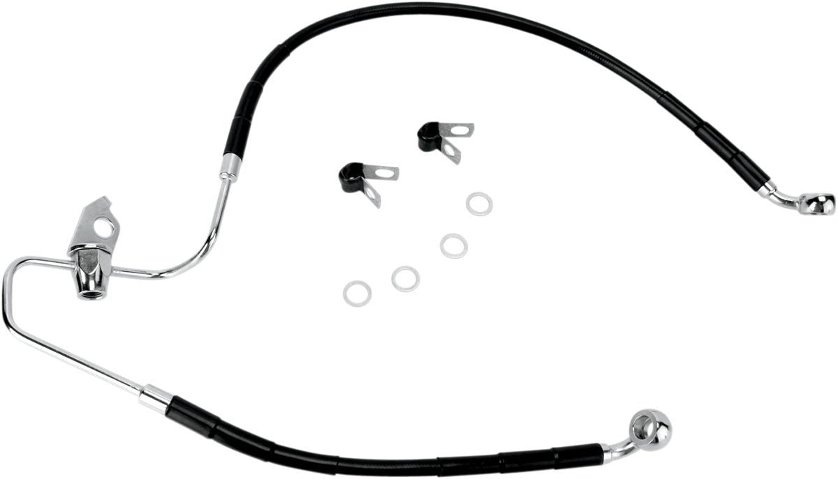 Drag Specialties Rear Brake Line Black Vinyl Coated Stainless Steel - Part #17412962 - Hogparts UK