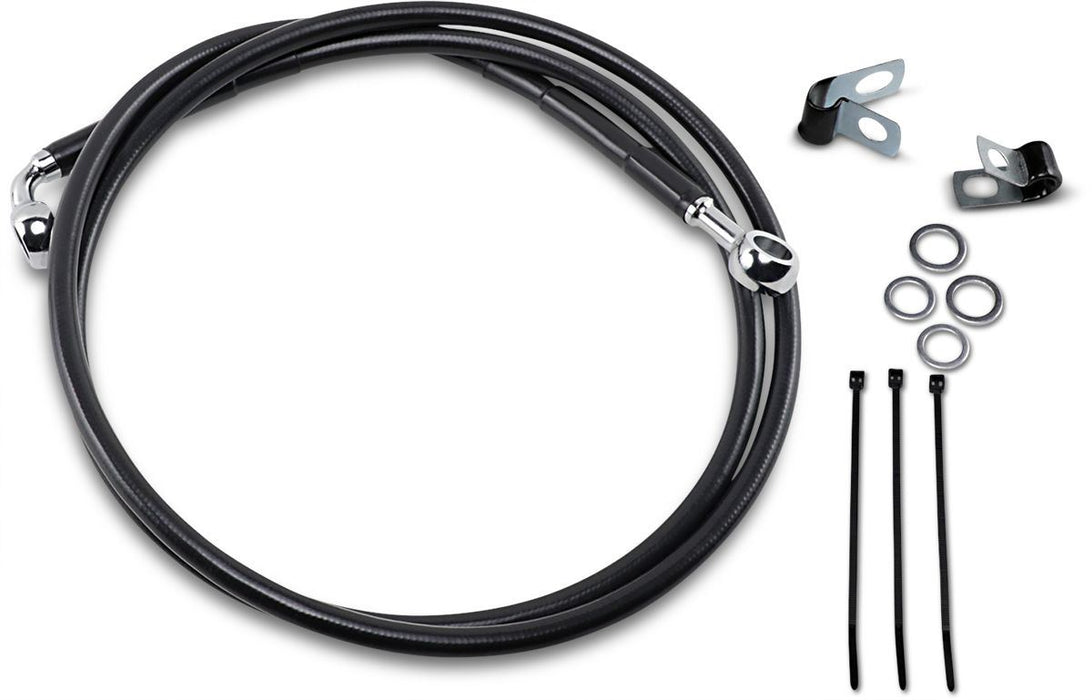 Drag Specialties Front Brake Line Black Vinyl Coated Stainless Steel Extended 8" - Part #17412584 - Hogparts UK