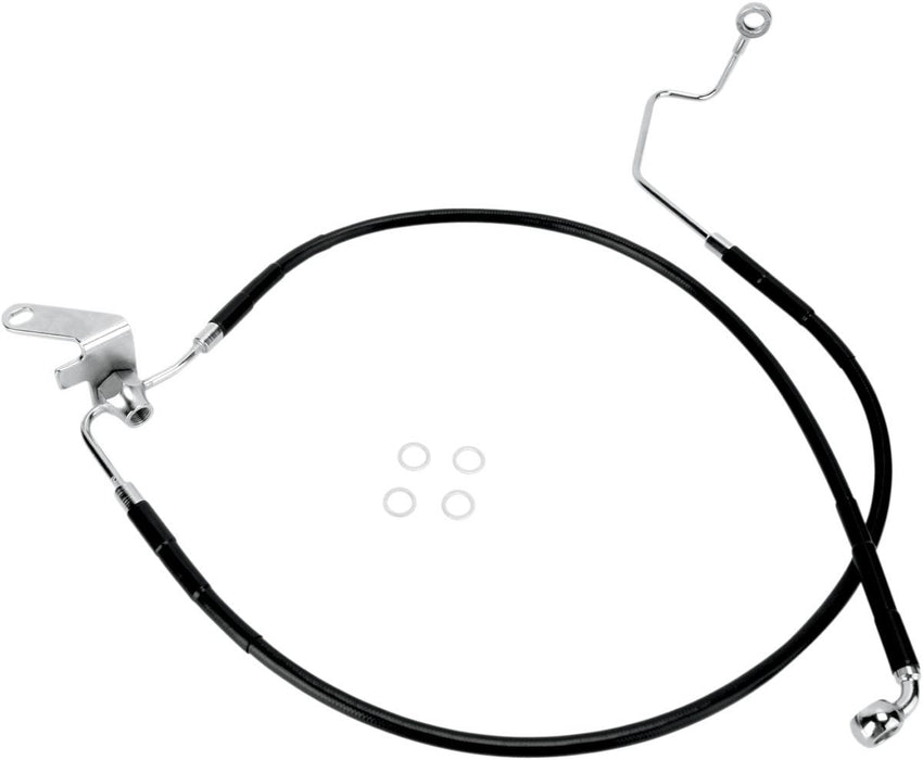 Drag Specialties Rear Brake Line Black Vinyl Coated Stainless Steel Extended 2" - Part #17412955 - Hogparts UK