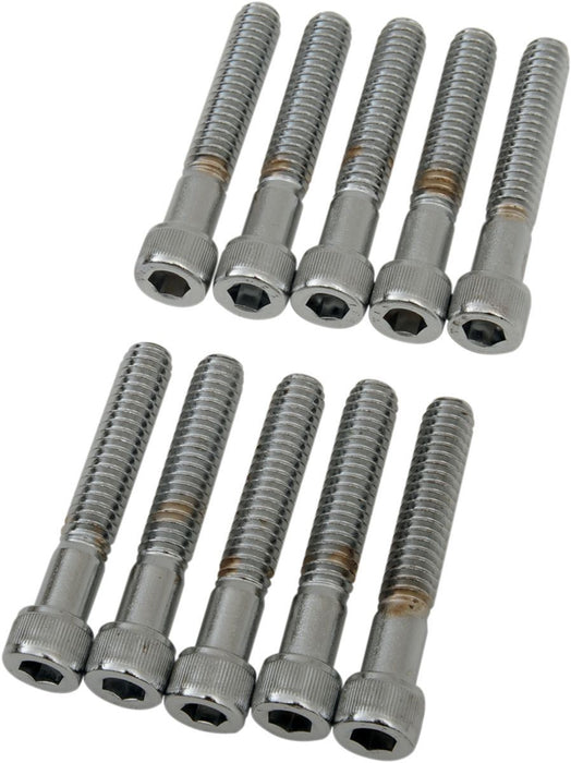 Drag Specialties Socket-Head Bolt 1/4-20X1.5 Knurled Chrome - Part #DS190539 - Hogparts UK