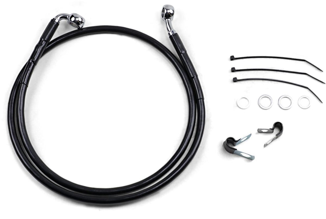 Drag Specialties Front Brake Line Black Vinyl Coated Stainless Steel Extended 4" - Part #17412558 - Hogparts UK