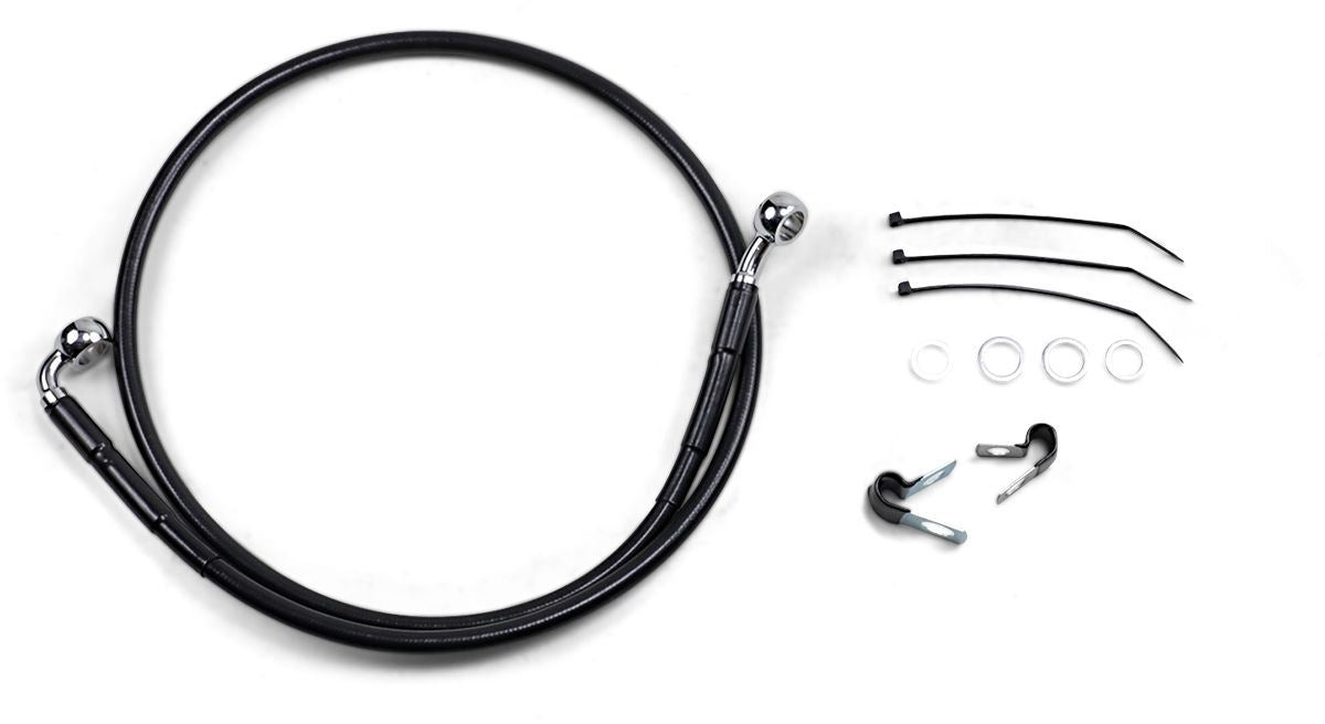 Drag Specialties Front Brake Line Black Vinyl Coated Stainless Steel - Part #17412556 - Hogparts UK
