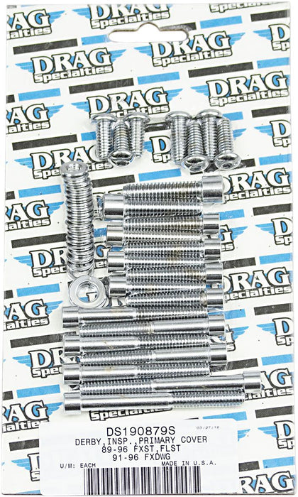 Drag Specialties Chrome Socket-Head Primary Cover Bolt Kit Smooth - Part #DS190879S - Hogparts UK