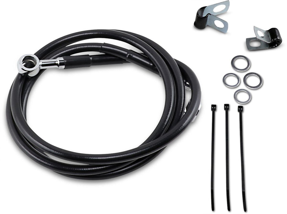 Drag Specialties Front Brake Line Black Vinyl Coated Stainless Steel Extended 4" - Part #17412582 - Hogparts UK