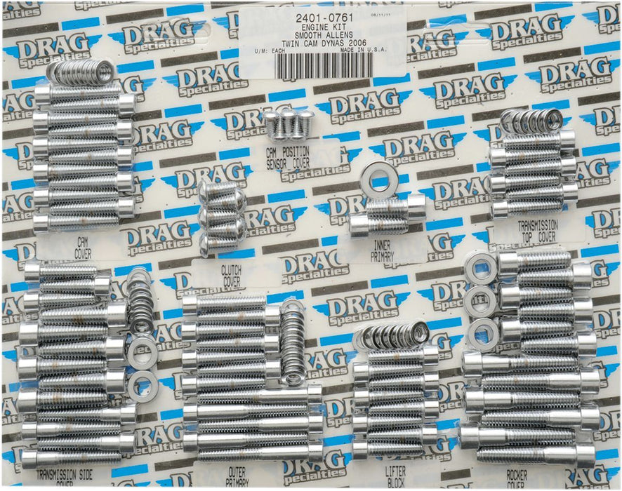 Drag Specialties Chrome Socket-Head Motor Bolt Kit Smooth - Part #24010761 - Hogparts UK