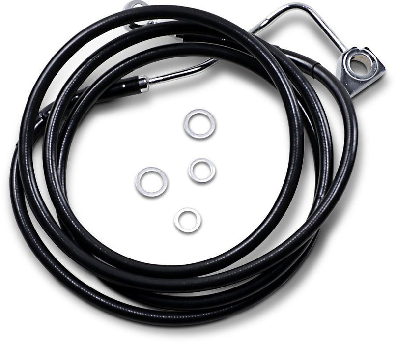 Drag Specialties Black Vinyl/Stainless Extended Length Front Brake Line Kit - Part #17414000 - Hogparts UK