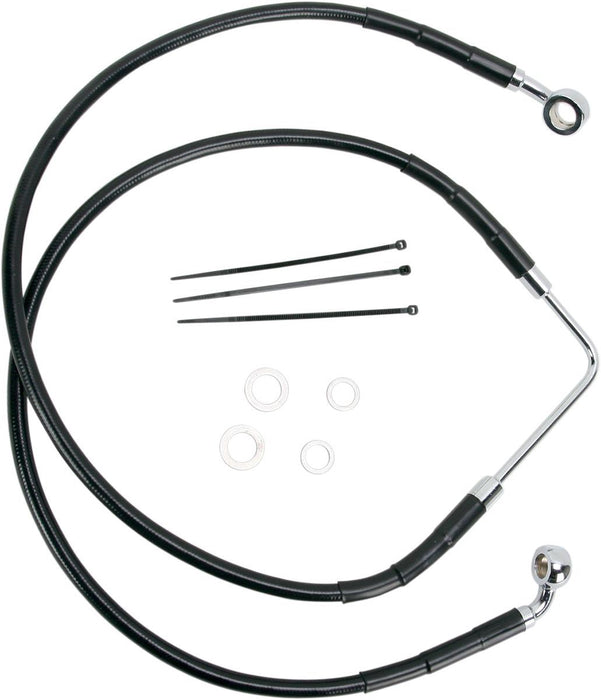 Drag Specialties Front Brake Line Black Vinyl Coated Stainless Steel - Part #17412574 - Hogparts UK