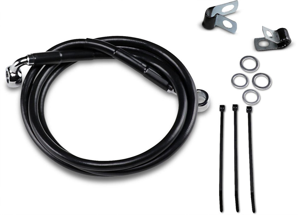 Drag Specialties Front Brake Line Black Vinyl Coated Stainless Steel Extended 4" - Part #17412546 - Hogparts UK