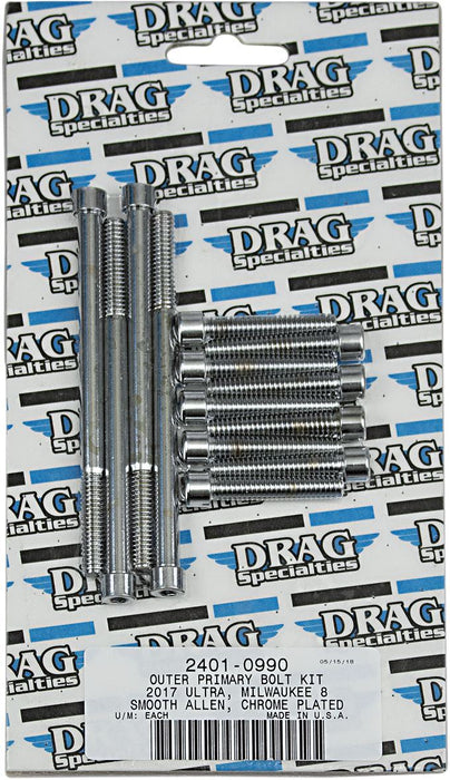 Drag Specialties Bolt Kit M8 Outer Primary Smooth Socket Head Chrome - Part #24010990 - Hogparts UK