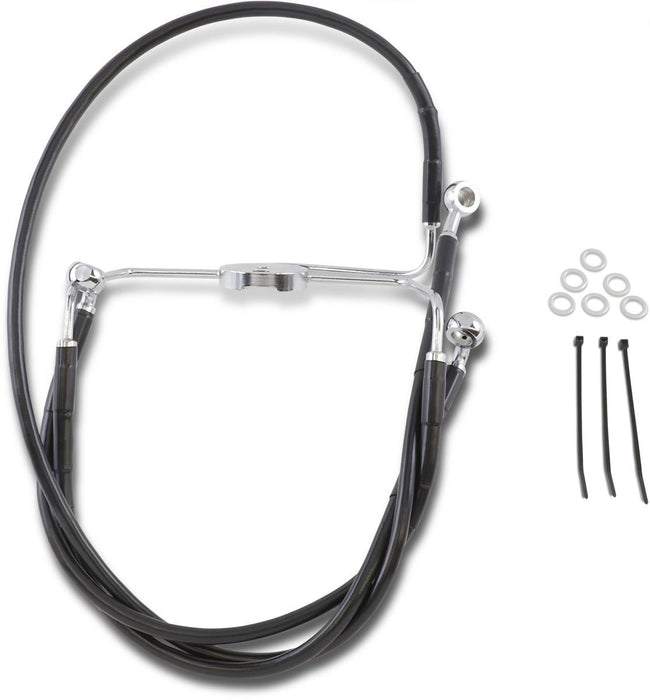 Drag Specialties Front Brake Line Black Vinyl Coated Stainless Steel Extended 10" - Part #17412525 - Hogparts UK