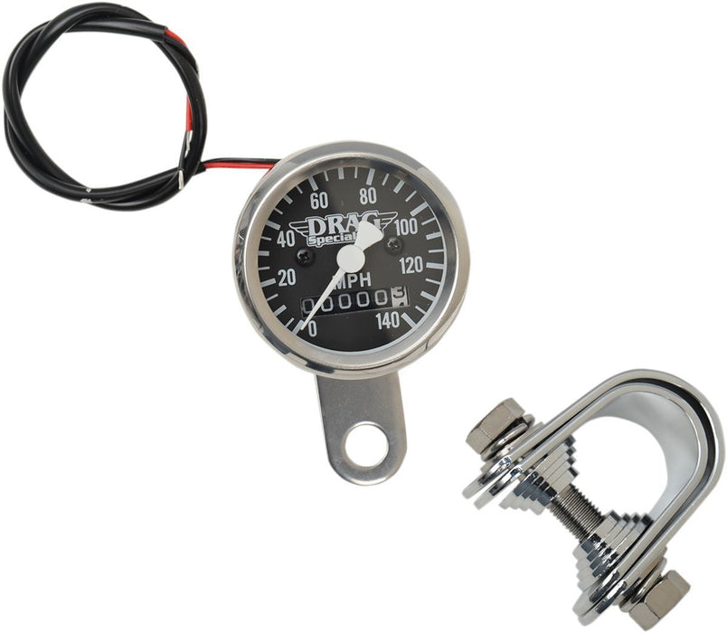 Drag Specialties 1.8" Mechanical Speedometer 2240:60 Chrome Housing Black Face - Part #78056845 - Hogparts UK