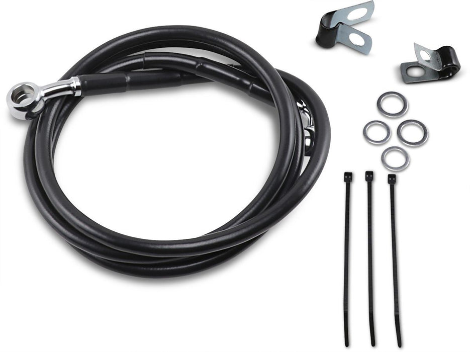 Drag Specialties Front Brake Line Black Vinyl Coated Stainless Steel Extended 8" - Part #17412554 - Hogparts UK