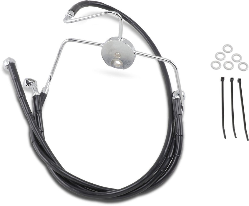 Drag Specialties Front Brake Line Black Vinyl Coated Stainless Steel Extended 2" - Part #17412521 - Hogparts UK