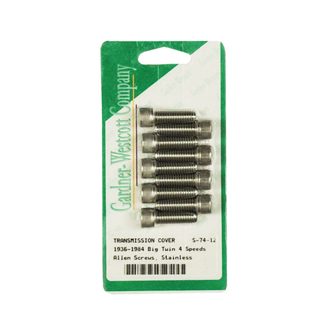 Gw Transm. Side Cover Screw Kit, Ss Alle for 36-86 4-Sp Big Twin