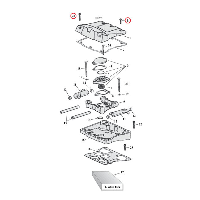 Gw, Rocker Box Top Bolt Kit. Allen, Stainless for 99-17 Twin Cam