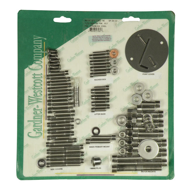 Motor Screw Set, Polished Ss Allen for 91-94 FXR; 91-98 Flt
