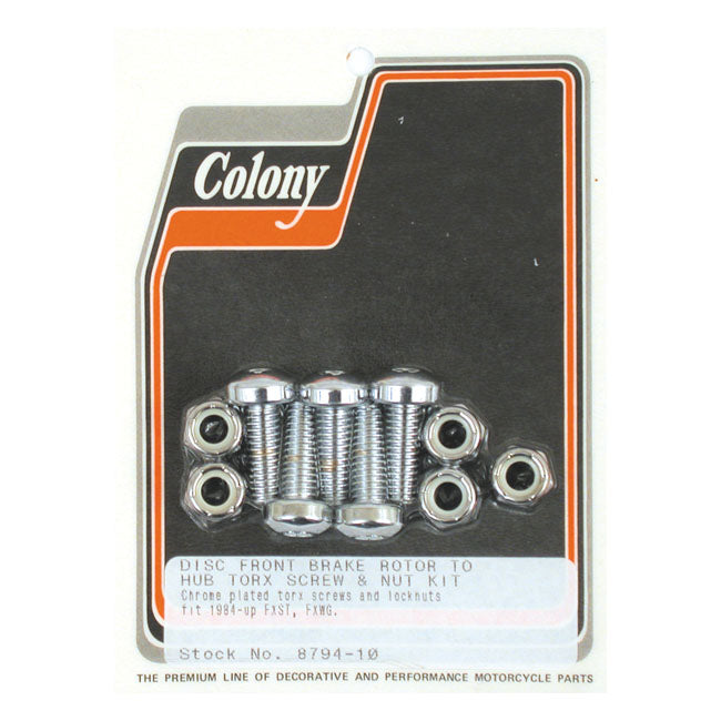 Colony, Brake Rotor Bolt & Nut Kit. Flat Torx for 82-85 Flt; 84-20 Big Twin, XL