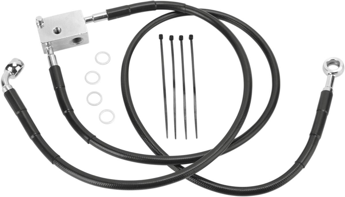 Drag Specialties Rear Brake Line Black Vinyl Coated Stainless Steel - Part #17412950 - Hogparts UK