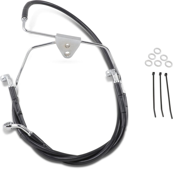 Drag Specialties Front Brake Line Black Vinyl Coated Stainless Steel - Part #17412514 - Hogparts UK