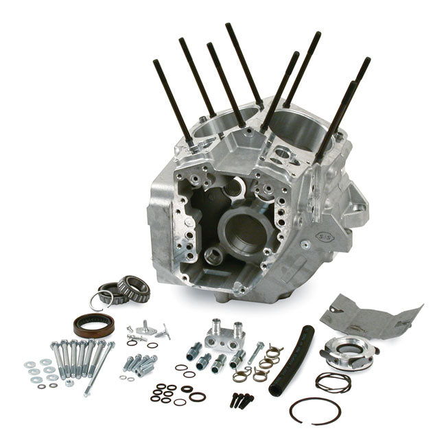 S&S, 99-06 Crankcase Assembly, 3-3/4" Std Bore. Silver for 99-06 Twin Cam (Excl. 2006 Dyna)