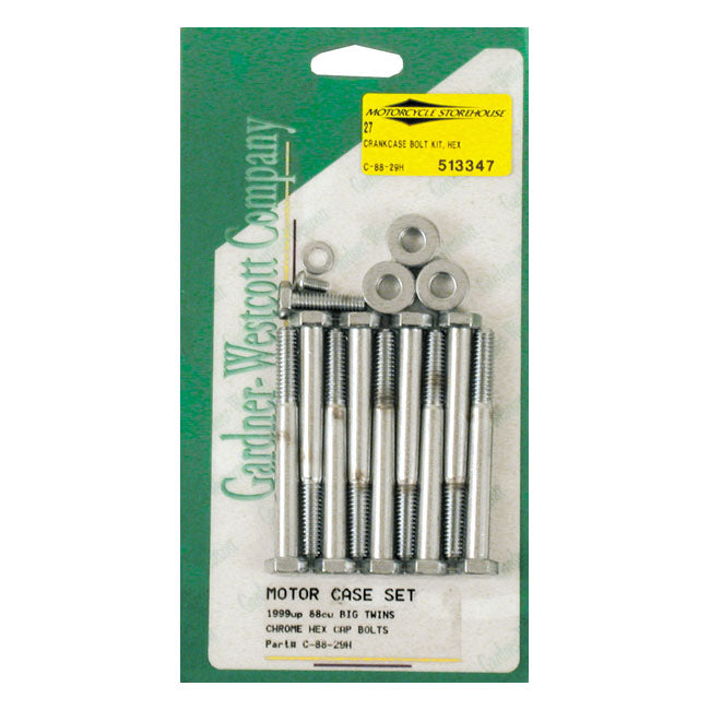 Crankcase Bolt Kit, Hex for 99-17 Dyna; 99-16 Flt/Touring