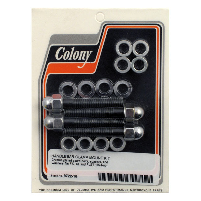 Colony H/B Top Clamp Mount Kit, Acorn for 73-99 Big Twin, TC, XL (Excl. Flt)(Not For Models With Handlebar Mounted Instruments