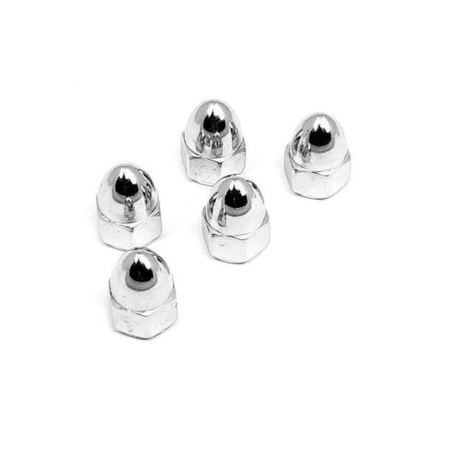 5/16-24 Acorn Nut Chr. for Exhaust To Head: 84-20 Big Twin; 86-20 XL; 08-12XR1200; 87-10Buell Xb