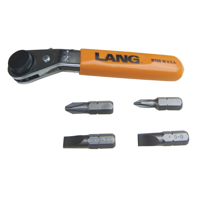 Lang Tools, Mini Ratcheting Bit Wrench. Reverse Offset for Univ.