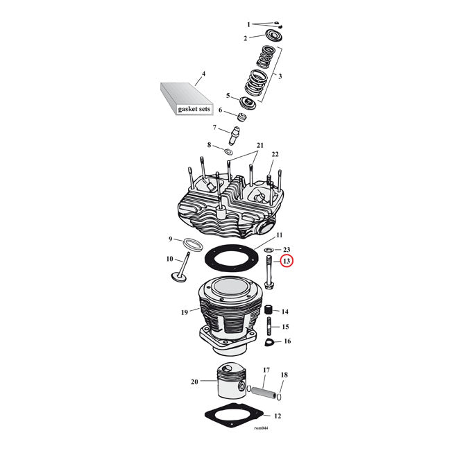 S&S, 12-Point Head Bolt Kit. Zinc for 48-84 Big Twin