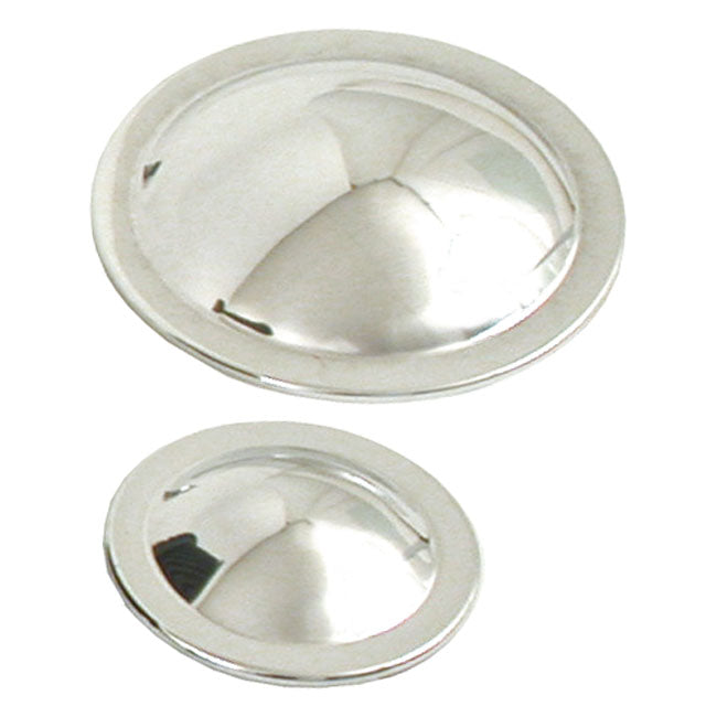 BDL, Primary Pulley Domes For 3" Drives. Polished for 70-84 Shovelhead Kits 518591, Electric Start, And 505972, Kickstart. (With 76-47 Pulley Ratio)