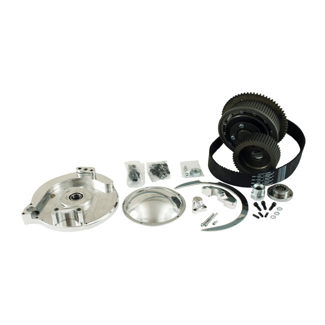 BDL, Shorty Drive 2" Open Belt Drive Kit. Polished for 70-78 Shovelhead With Oem Ratchet Top Transm.