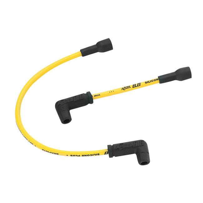 Accel, 8.8mm Suppression Core Spark Plug Wire Set. Yellow for 84-99 Softaill; 84-86 FX; 91-98 Dyna; 65-85 XL. (Excl. All Models With Points Style Ignition)