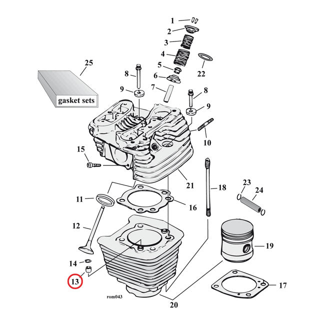 Kpmi Dowel Pin, Cyl/Transm. Trap Door for Cyl-Head&Case:84-99Evo Big Twin; Cyl-Head: 86-20 XL; 08-12 XR1200; Trapdoor: 91-03 XL