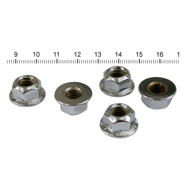 5/16-18 Flanged Lock Nut Chrome for 04-20 XL: Wheel Axle Adjuster Locknut, Swingarm